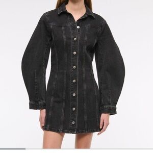 Abercrombie & Fitch Black Long Sleeve Denim Dress